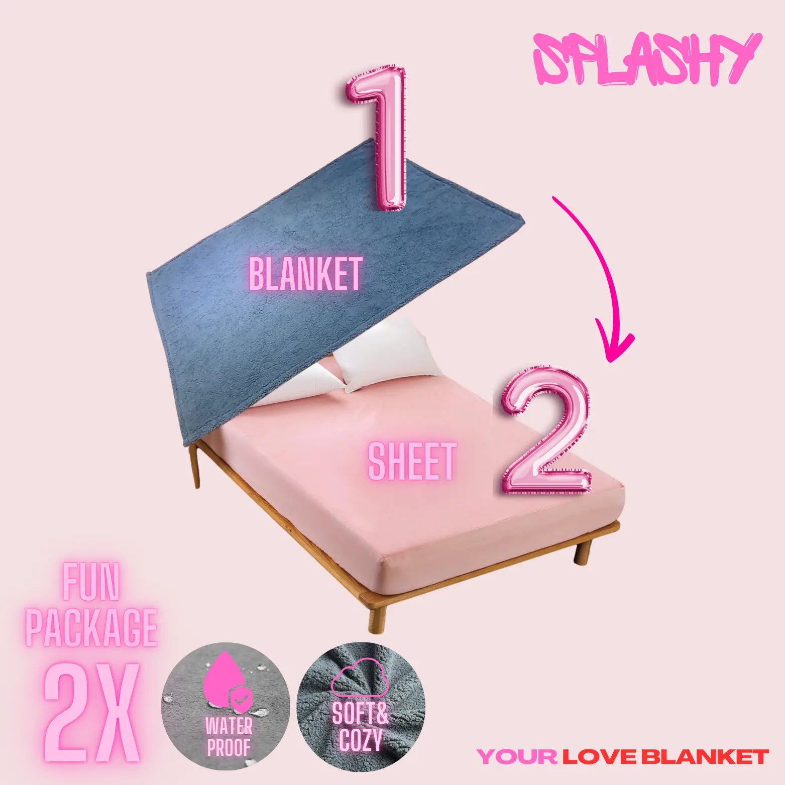Splashy Love - Waterproof Blanket + Two Waterproof Sheets